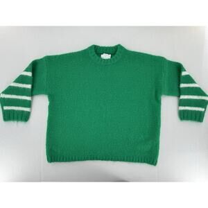 Asos Sweater Sz XS Wool Striped Kelly Green Crewneck Boucle Cozy Ribbed​